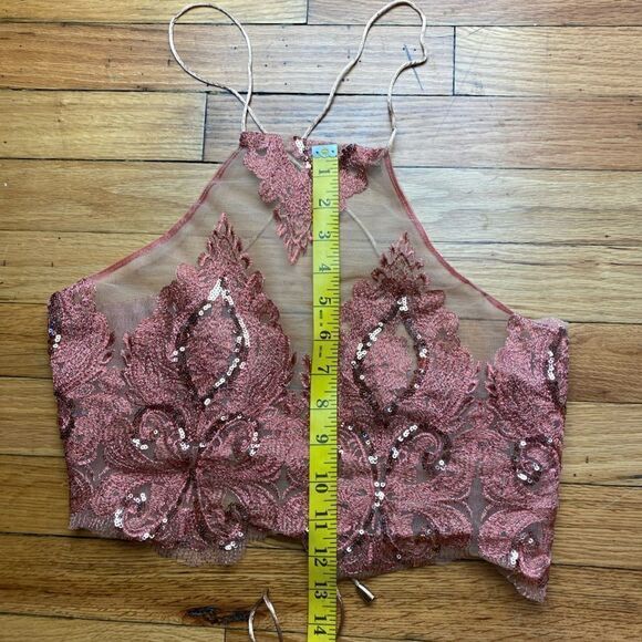 Glamaker Rose Gold Mesh Halter Top Size M - Picture 6 of 8